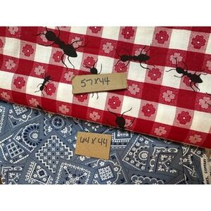 Vintage Fabric Bundle Jaftex Ant Picnic Gingham & Cranston Bandana 3.3 Yards